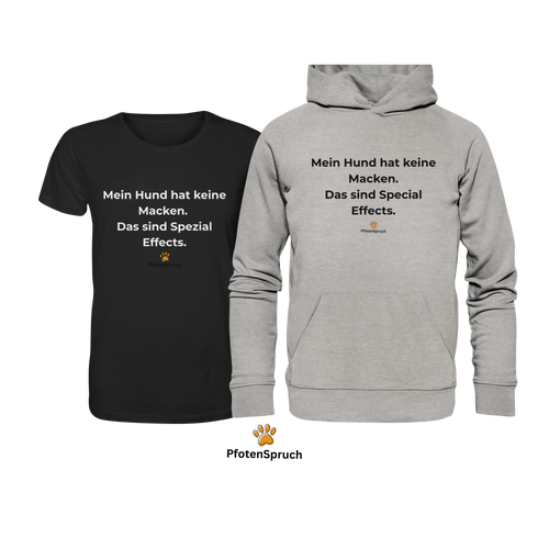 Bio-Hoodie „Mein Hund hat keine Macken – das sind Special Effects“ – Statement für Hundefreunde - Organic Hoodie