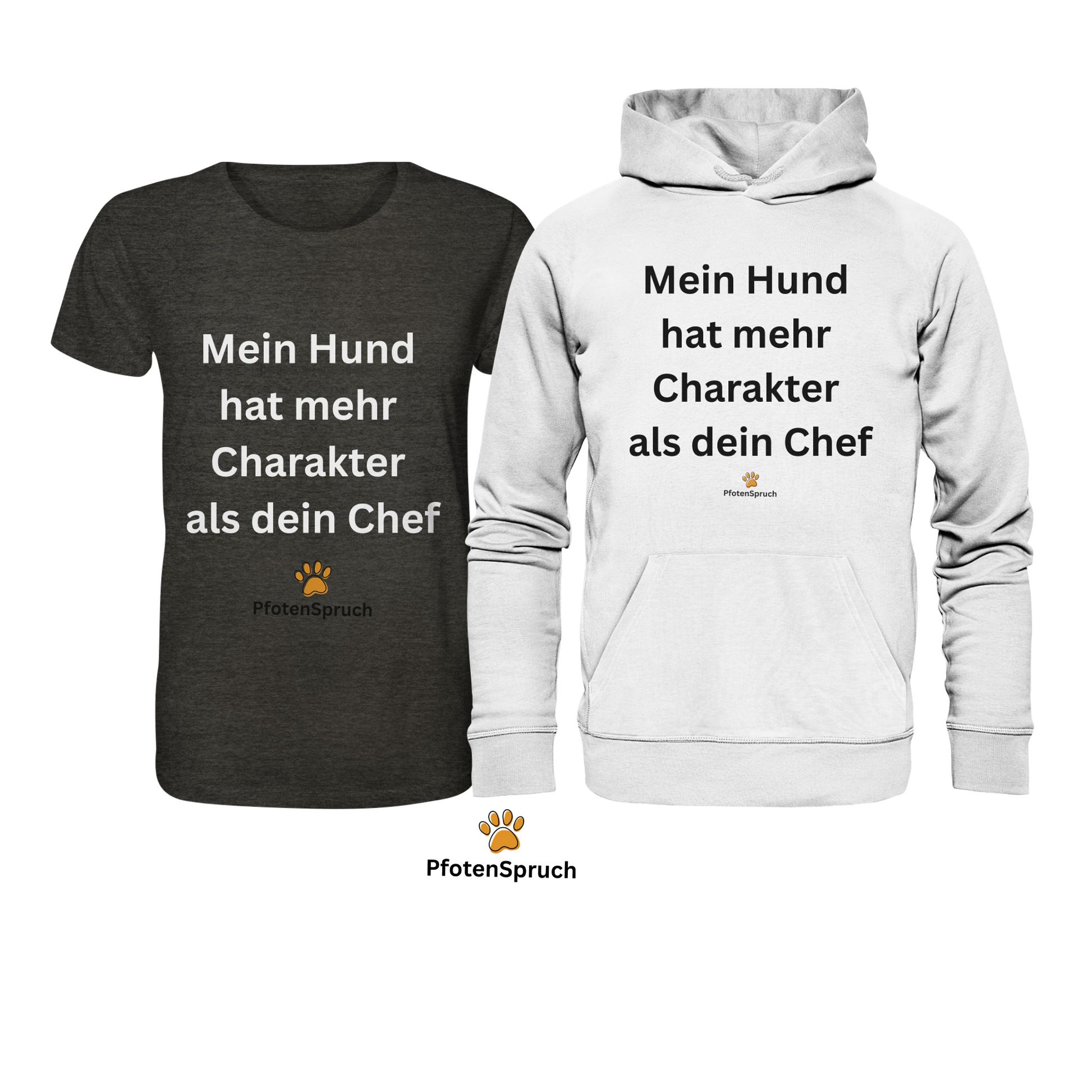 Bio-Hoodie „Mein Hund hat mehr Charakter als dein Chef“ – Statement für Hundefreunde - Organic Hoodie